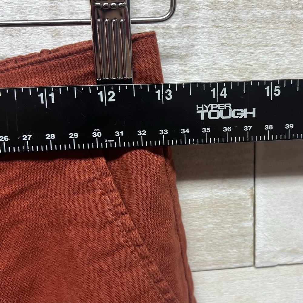 Uniqlo Linen Blend Pants Womens XS Brown Wide Leg Crop High Waist Beach Resort - Picture 9 of 11